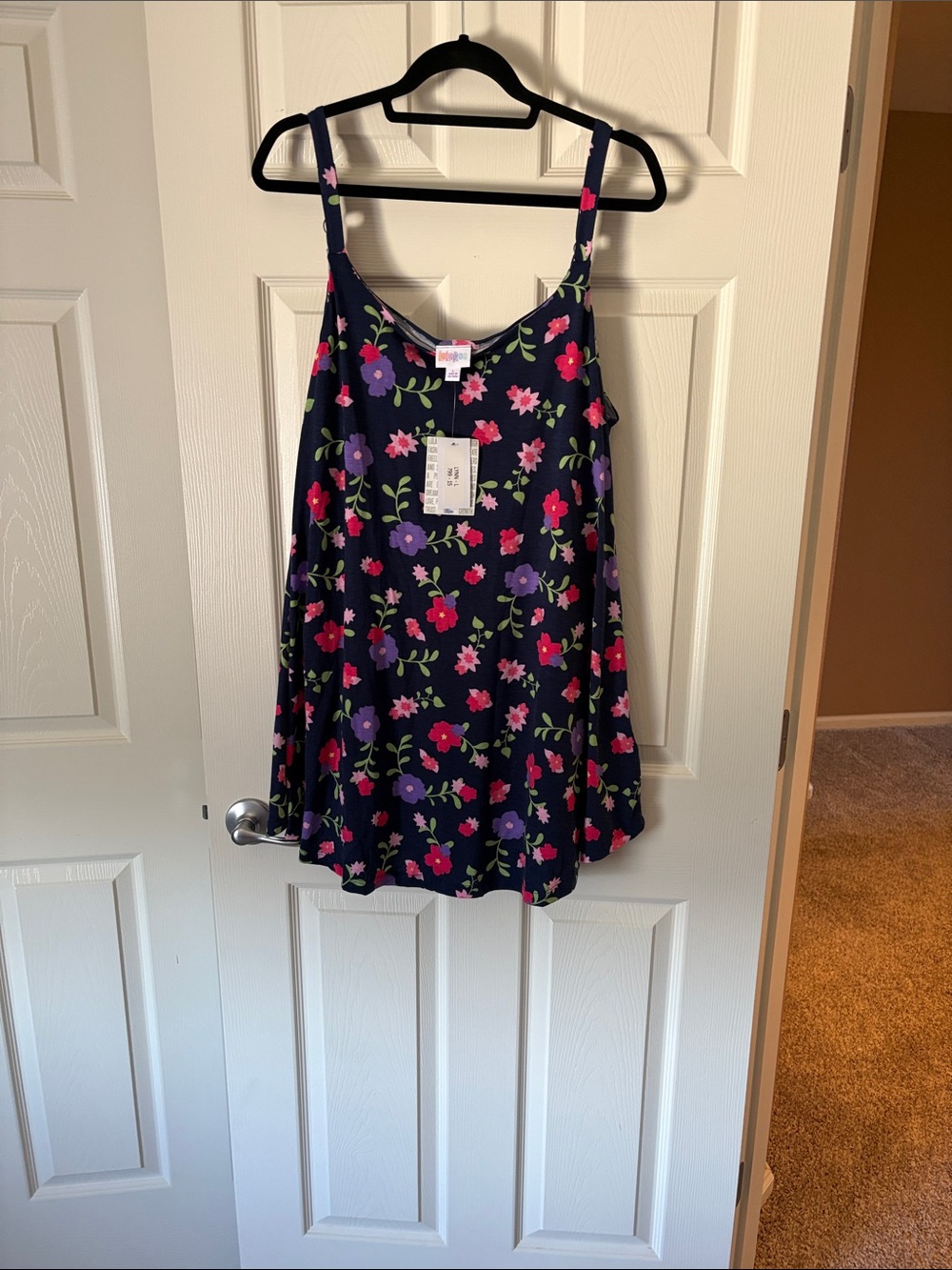 LulaRoe Lynn Navy Floral Sundress with built in shorts.